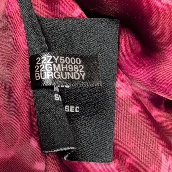 Guess Wool Blend Coat Women M Burgundy Asym Zip Fit Flare Moto Jacket Lined - Picture 14 of 16